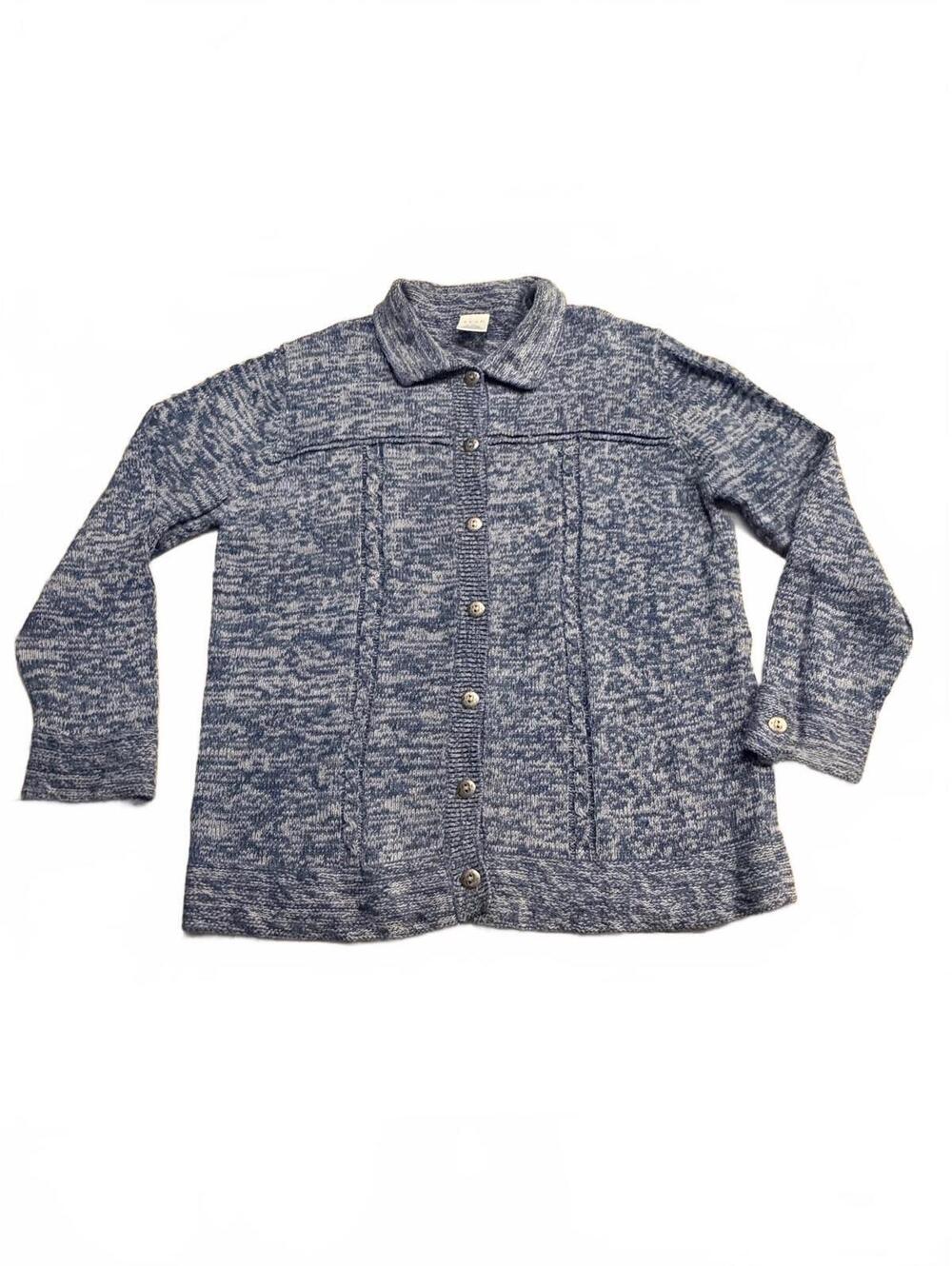Vintage Avon blue marled button front knit jacket